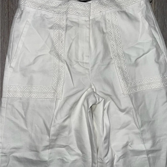 NEW Ann Taylor The Marina Embroidered White High Rise Wide Leg Crop Pants 2 - Picture 8 of 8